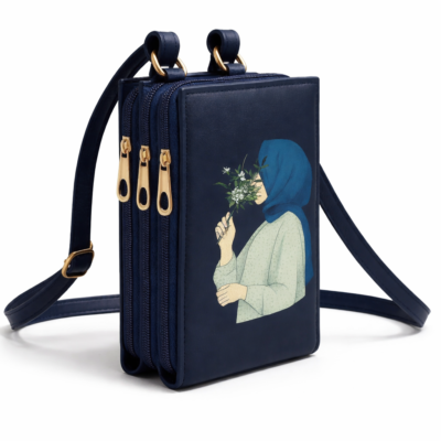 Elegant Crossbody Bag with Artistic Hijab Print | Bagoya Lahore