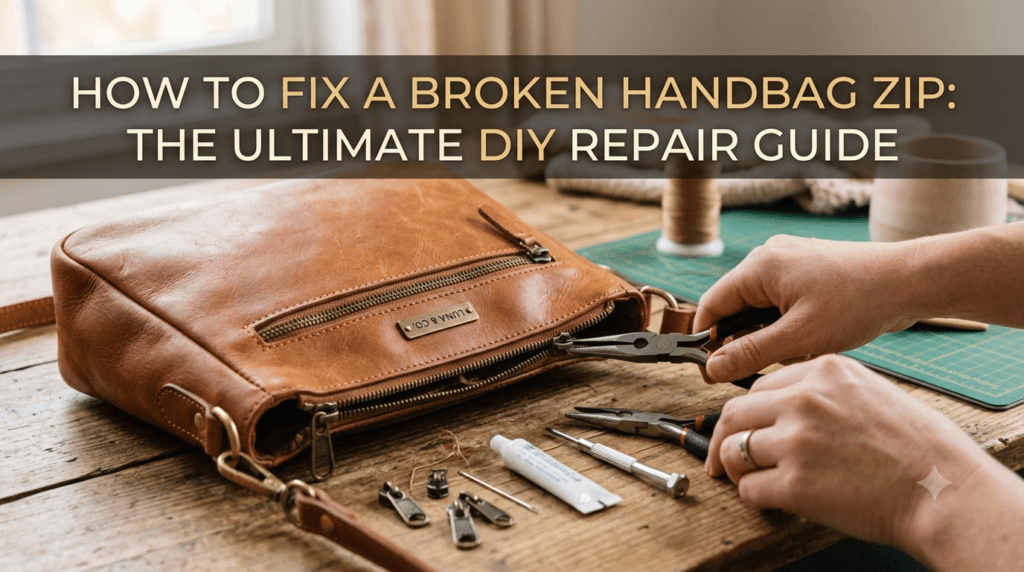 how to fix broken zipper, fix handbag zip, DIY zipper repair, handbag zipper split fix, repair zipper slider, stuck zipper fix, bag zipper repair guide