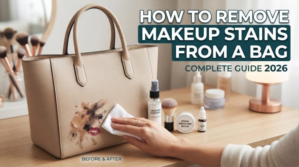 how to remove makeup stains from bag, clean makeup from leather purse, remove foundation stain leather bag, clean lipstick from fabric bag, makeup stain removal guide 2026, clean bag lining makeup, makeup spill on purse home remedies